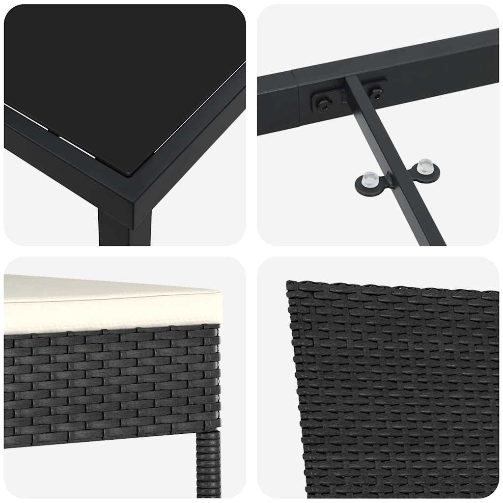 Garten Essgruppe 5 pcs Schwarz Pulverbeschichteter Stahl
