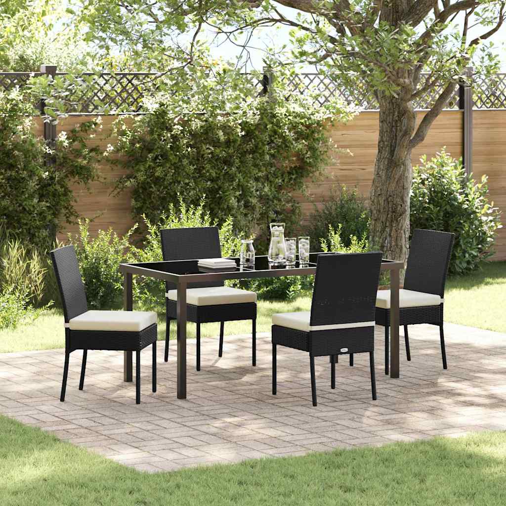 Garten Essgruppe 5 pcs Schwarz Pulverbeschichteter Stahl
