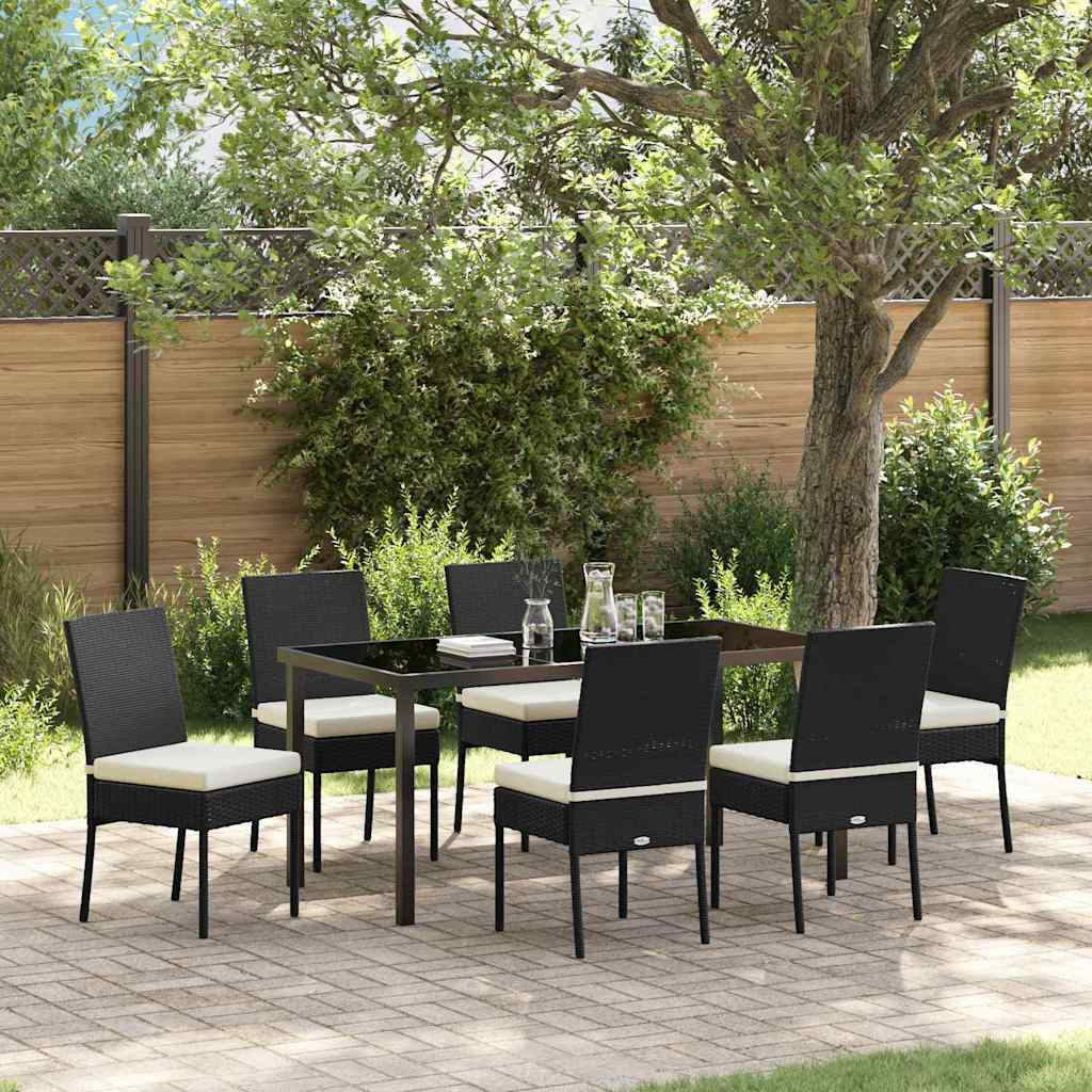 Garten Essgruppe 7 pcs Schwarz Pulverbeschichteter Stahl