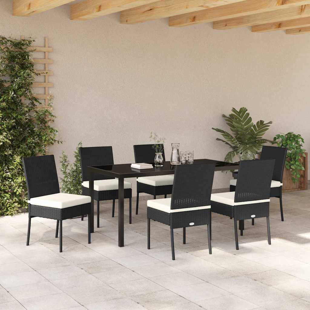 Garten Essgruppe 7 pcs Schwarz Pulverbeschichteter Stahl