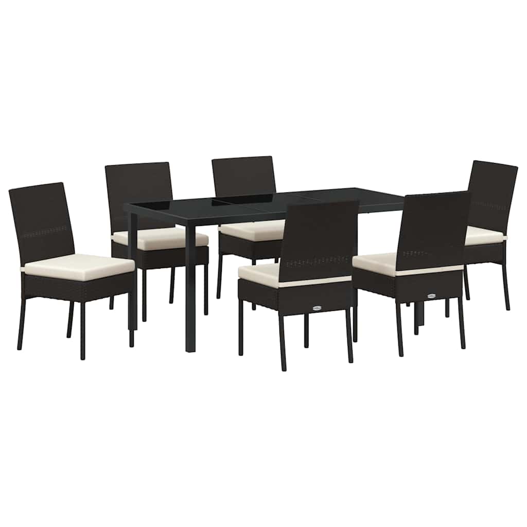 Garten Essgruppe 7 pcs Schwarz Pulverbeschichteter Stahl