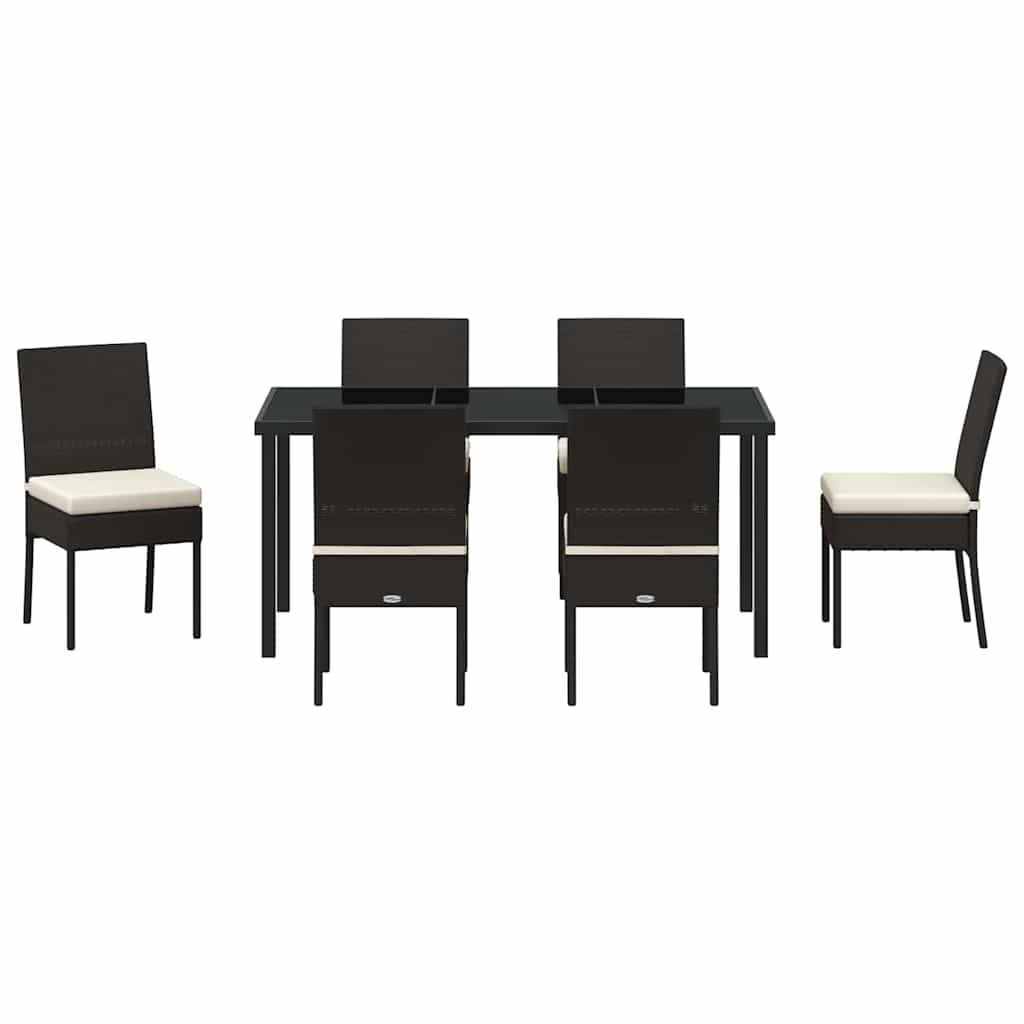 Garten Essgruppe 7 pcs Schwarz Pulverbeschichteter Stahl