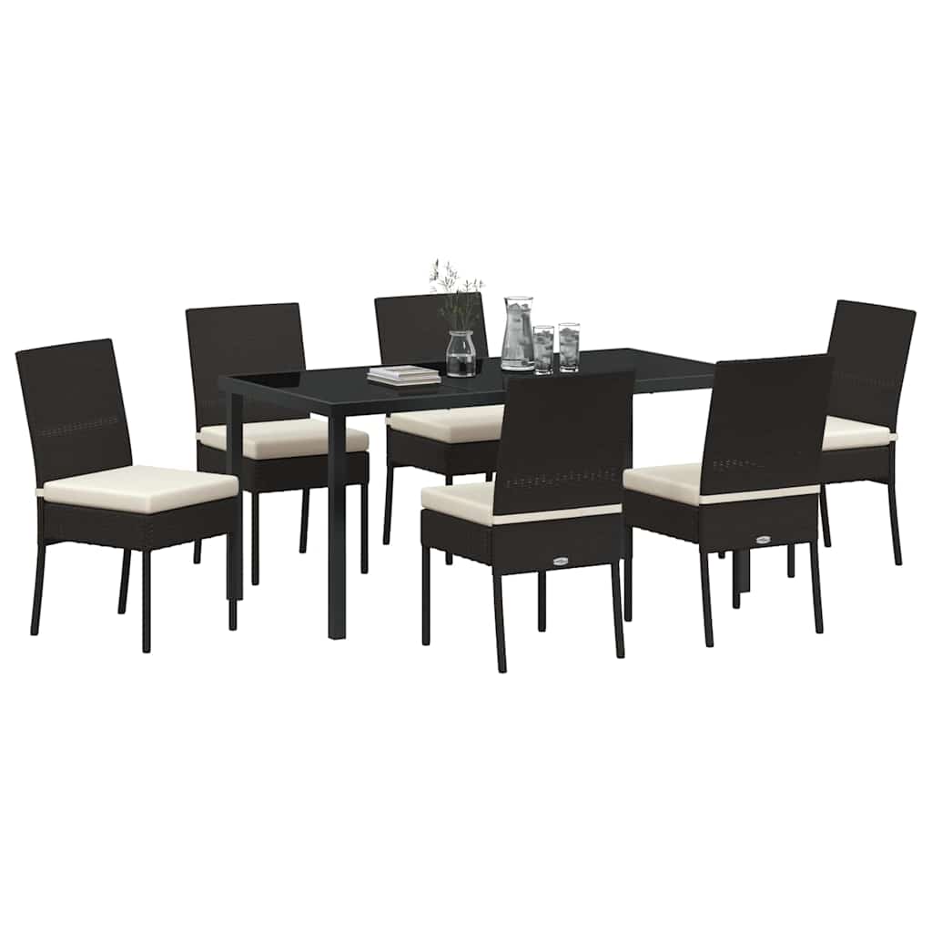 Garten Essgruppe 7 pcs Schwarz Pulverbeschichteter Stahl