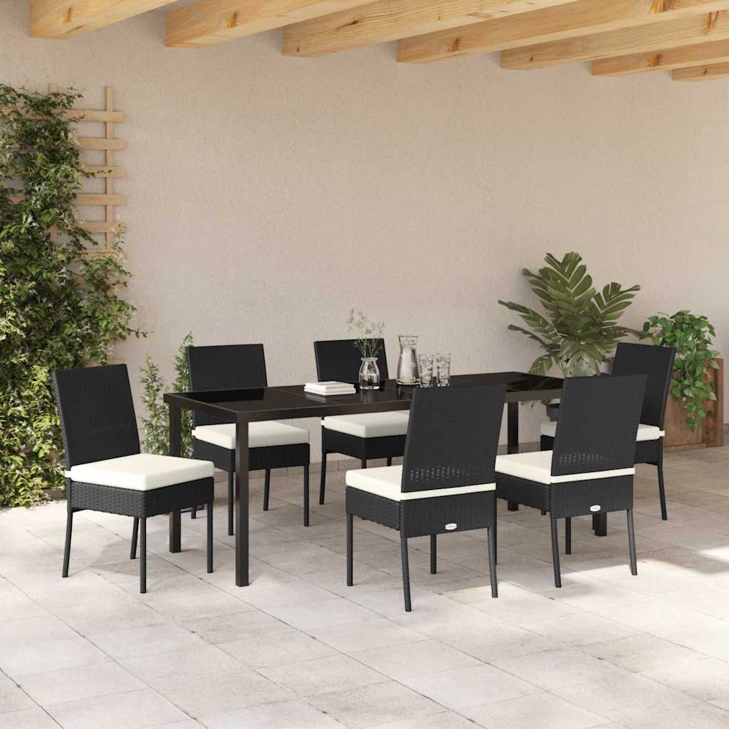 Garten Essgruppe 7 pcs Schwarz Pulverbeschichteter Stahl
