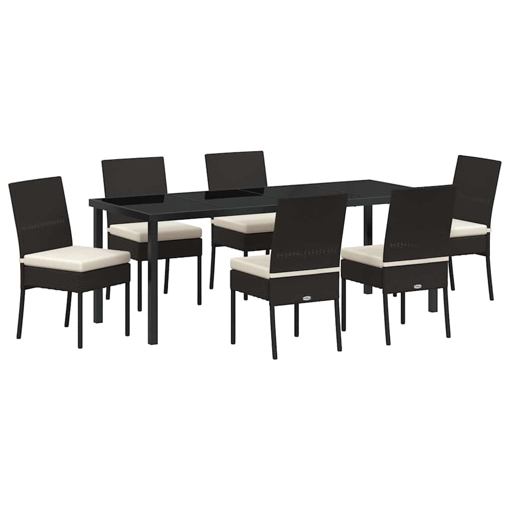 Garten Essgruppe 7 pcs Schwarz Pulverbeschichteter Stahl