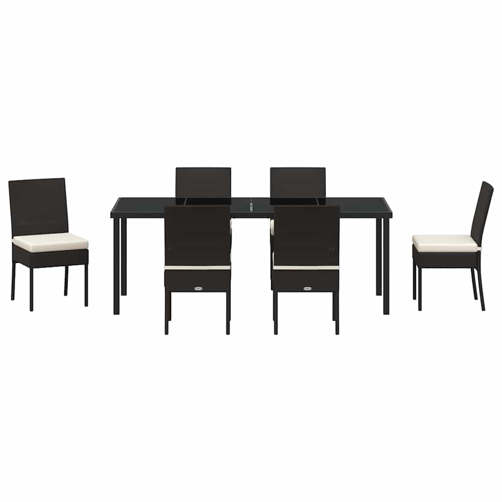 Garten Essgruppe 7 pcs Schwarz Pulverbeschichteter Stahl