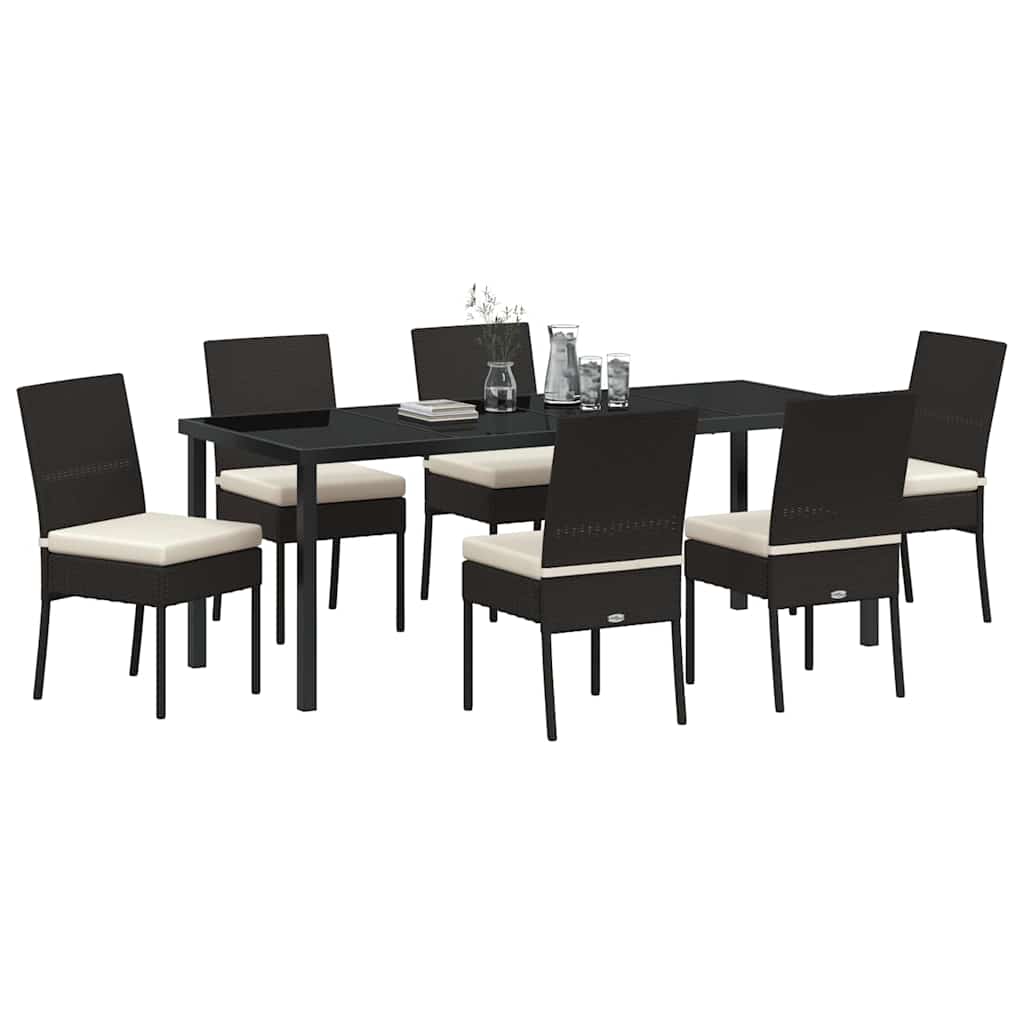 Garten Essgruppe 7 pcs Schwarz Pulverbeschichteter Stahl