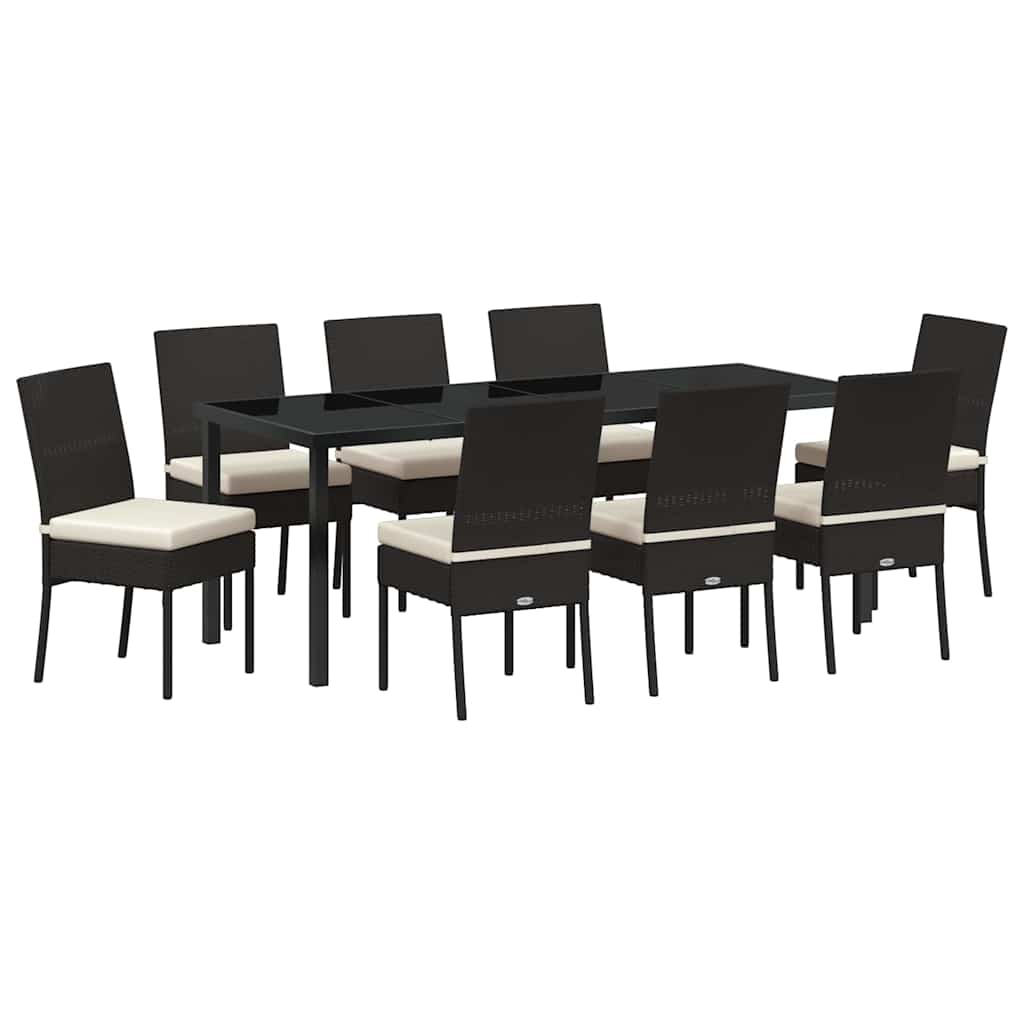 Garten Essgruppe 9 pcs Schwarz Pulverbeschichteter Stahl