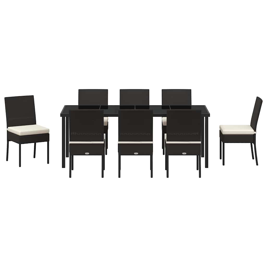 Garten Essgruppe 9 pcs Schwarz Pulverbeschichteter Stahl