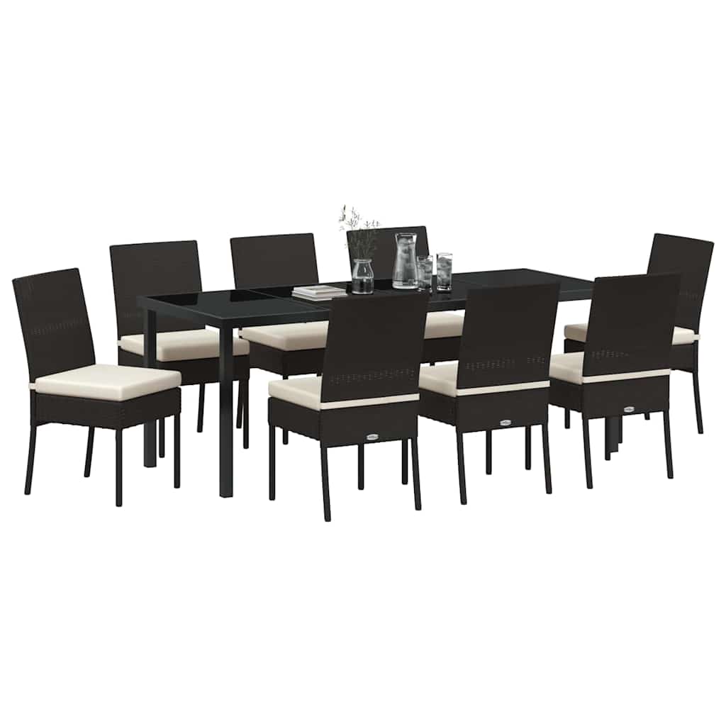 Garten Essgruppe 9 pcs Schwarz Pulverbeschichteter Stahl