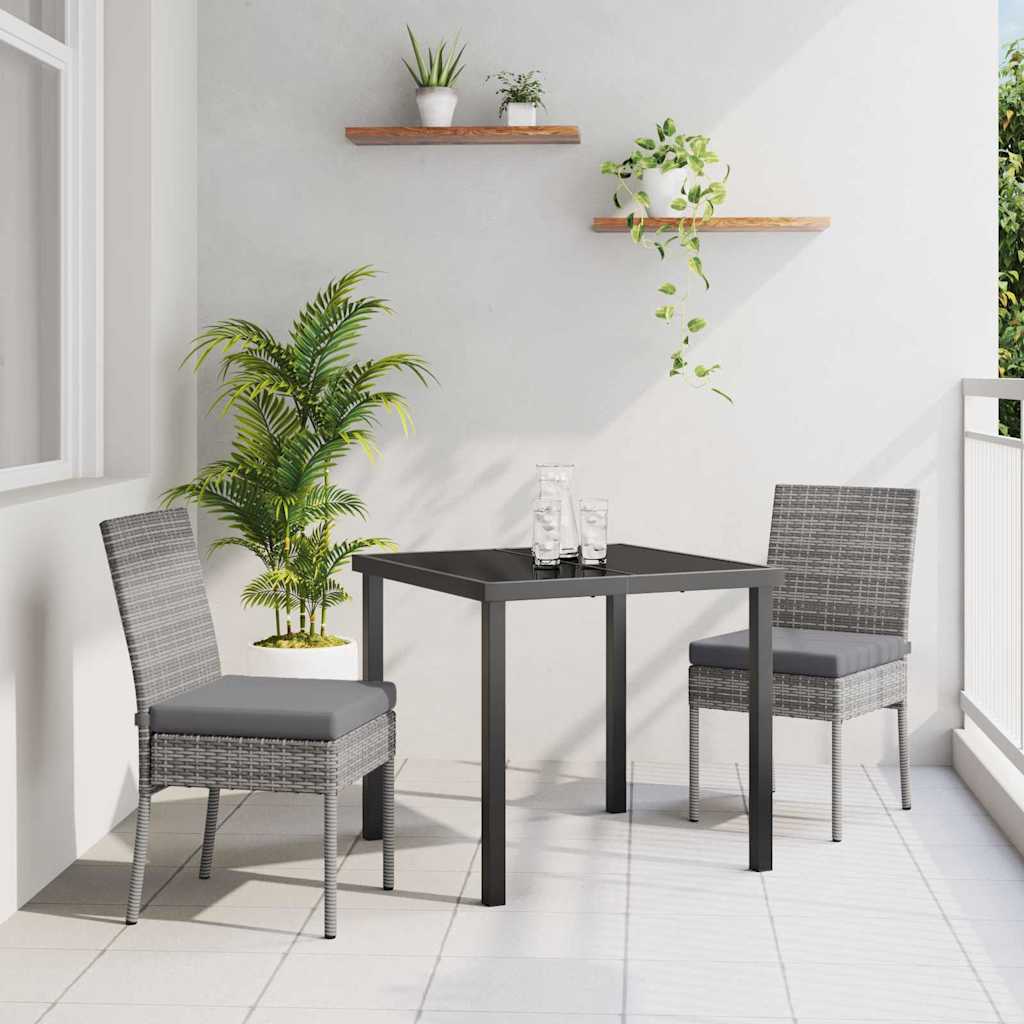Garten Essgruppe 3 pcs Grau Pulverbeschichteter Stahl