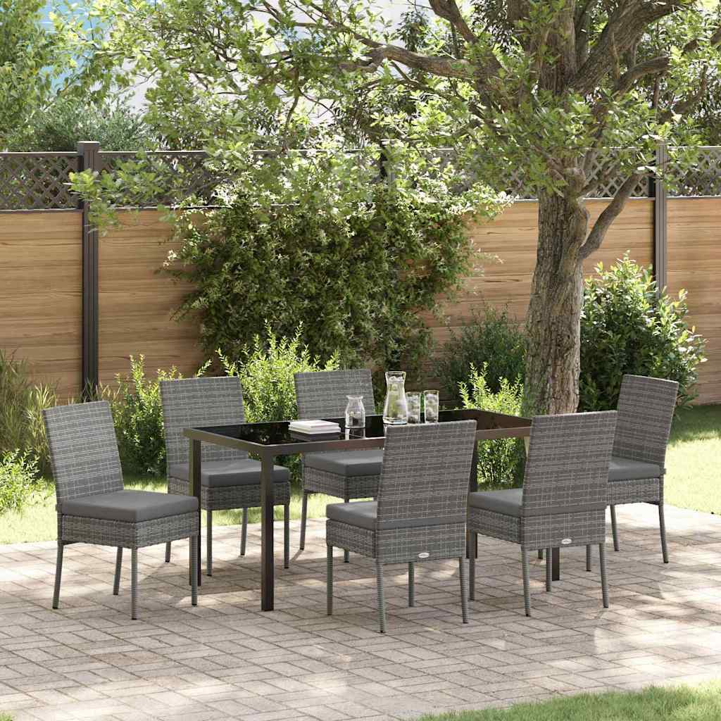 Garten Essgruppe 7 pcs Grau Pulverbeschichteter Stahl