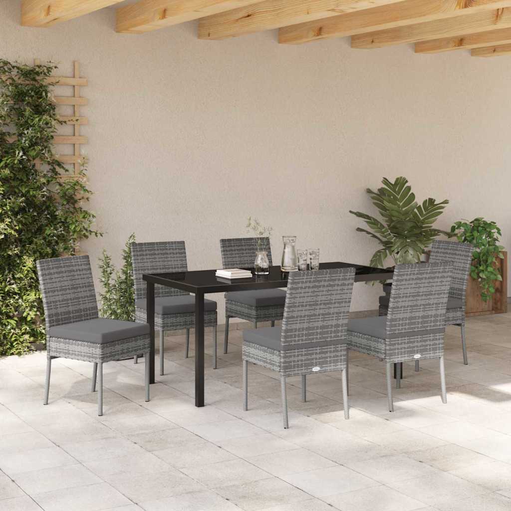 Garten Essgruppe 7 pcs Grau Pulverbeschichteter Stahl