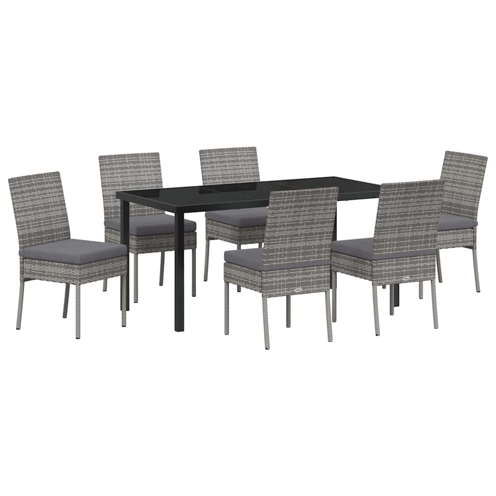 Garten Essgruppe 7 pcs Grau Pulverbeschichteter Stahl