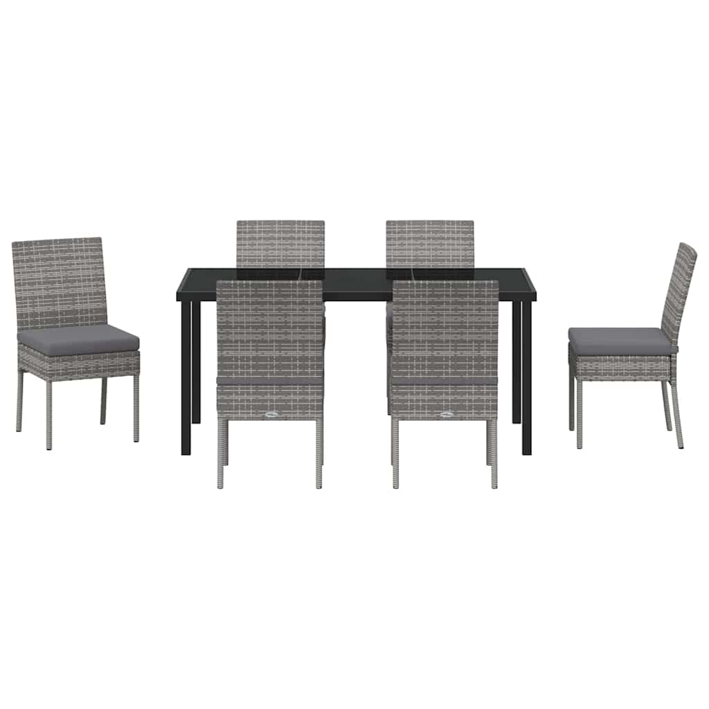 Garten Essgruppe 7 pcs Grau Pulverbeschichteter Stahl