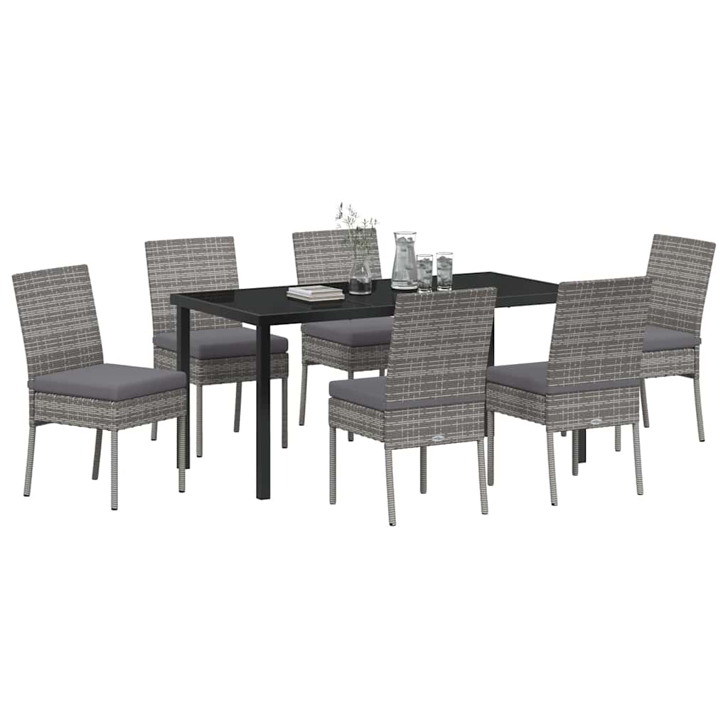Garten Essgruppe 7 pcs Grau Pulverbeschichteter Stahl