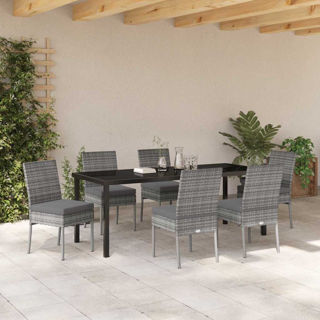 Garten Essgruppe 7 pcs Grau Pulverbeschichteter Stahl