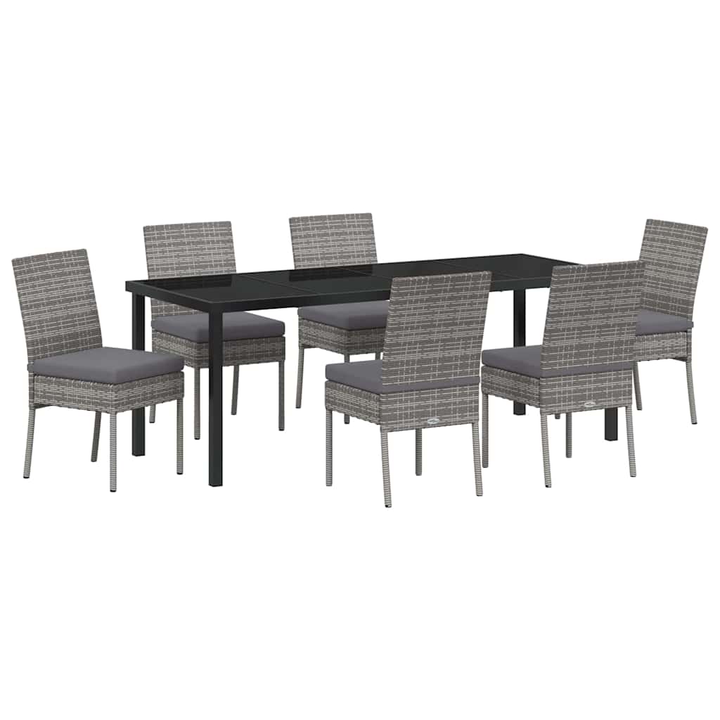 Garten Essgruppe 7 pcs Grau Pulverbeschichteter Stahl