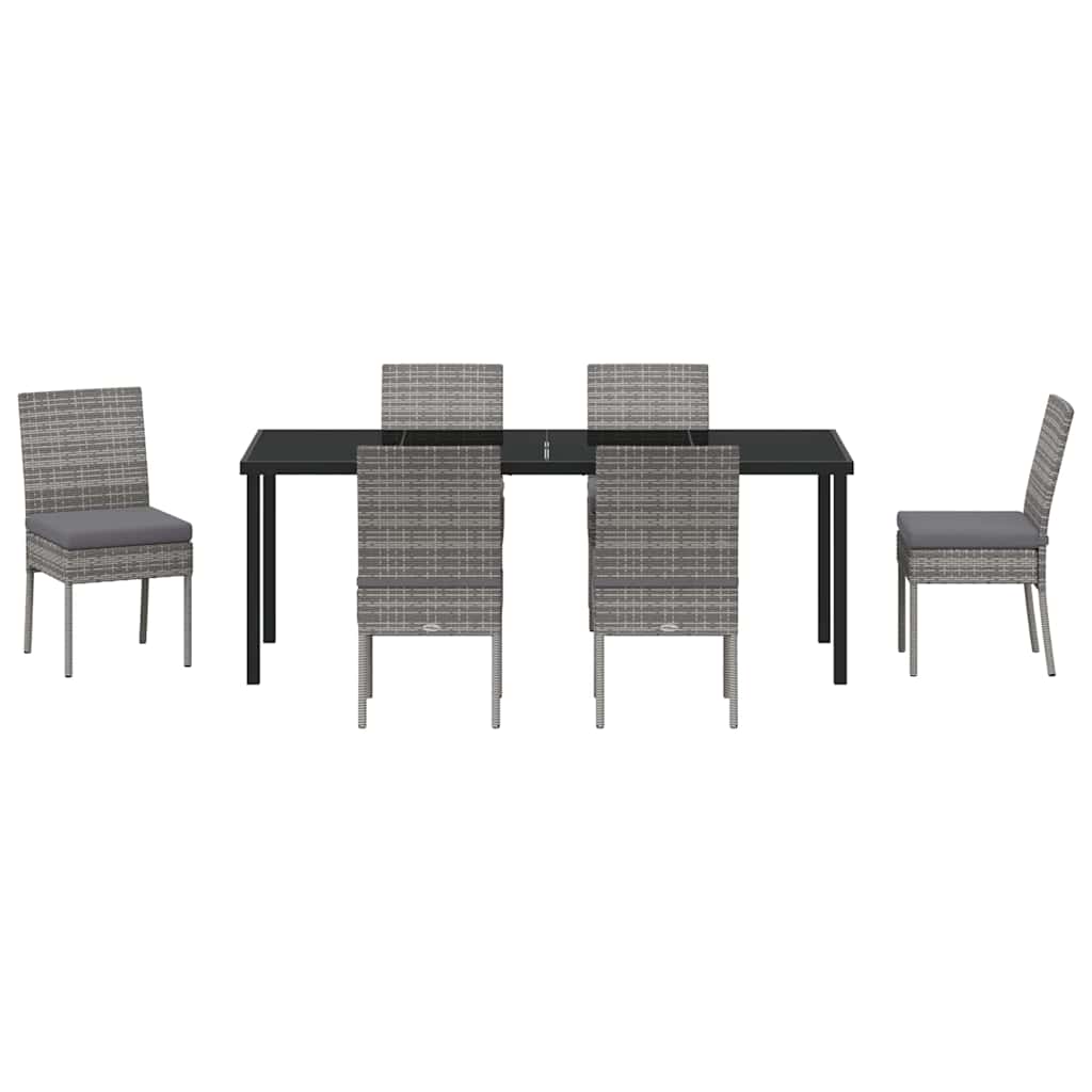 Garten Essgruppe 7 pcs Grau Pulverbeschichteter Stahl