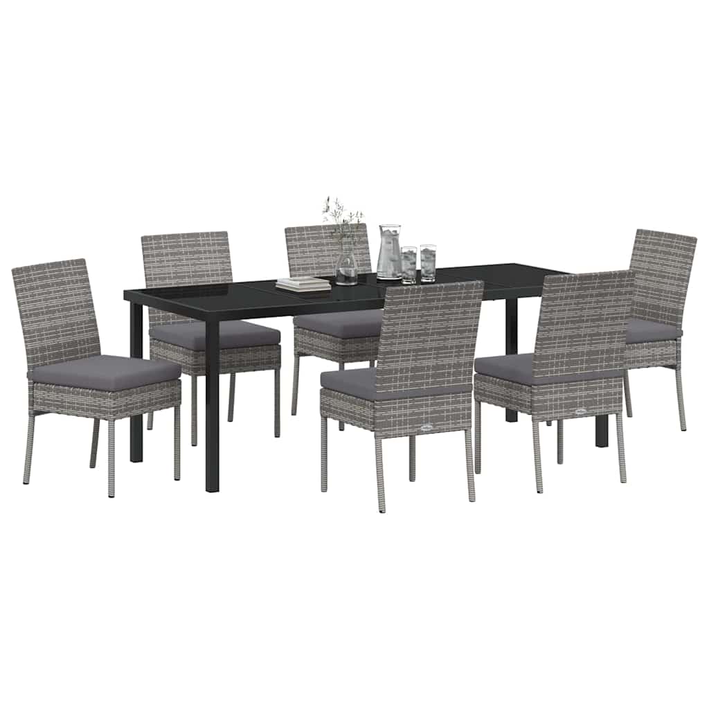 Garten Essgruppe 7 pcs Grau Pulverbeschichteter Stahl