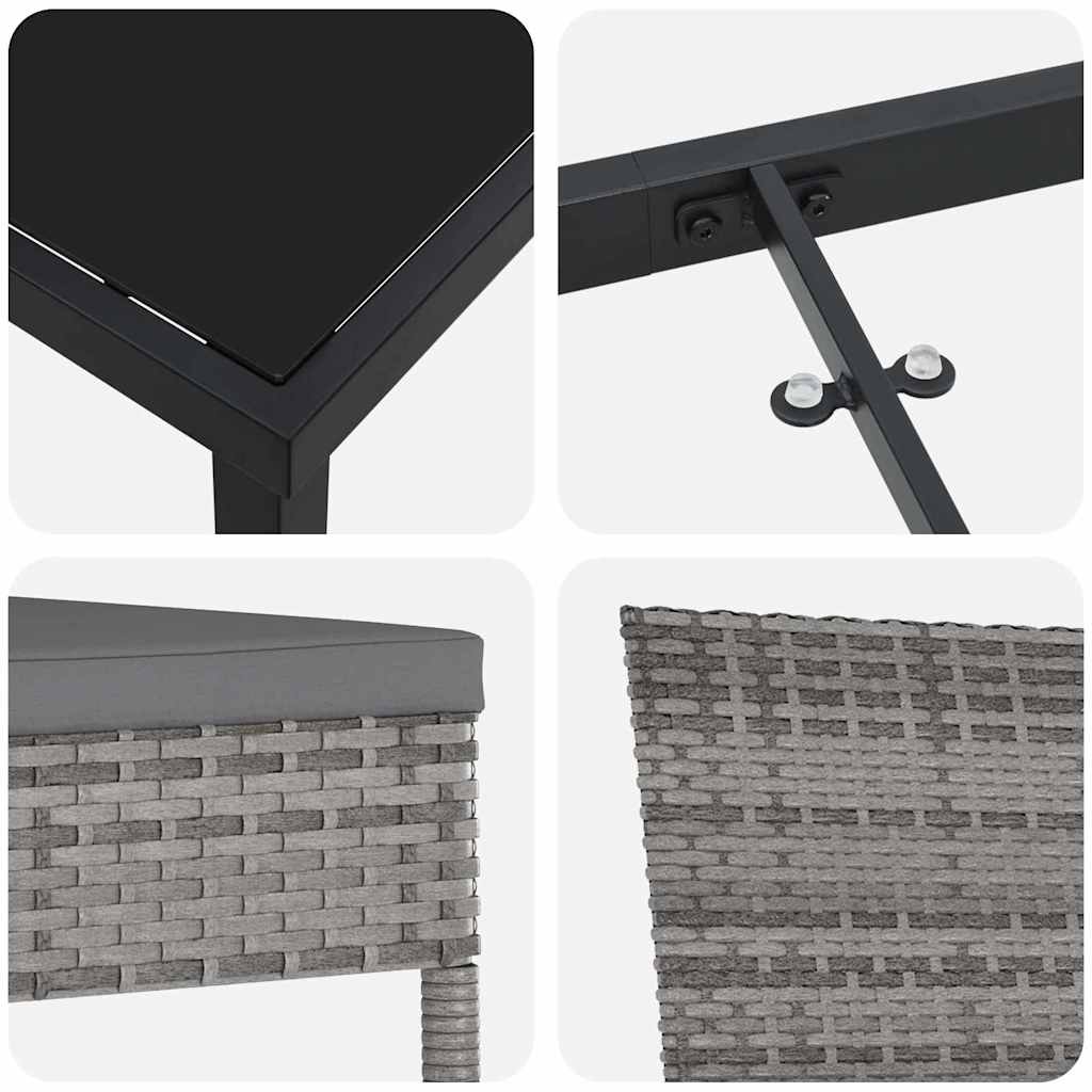 Garten Essgruppe 9 pcs Grau Pulverbeschichteter Stahl