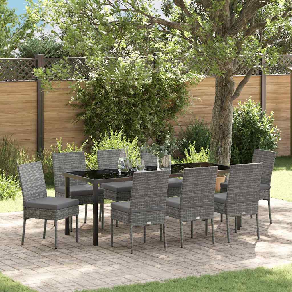 Garten Essgruppe 9 pcs Grau Pulverbeschichteter Stahl