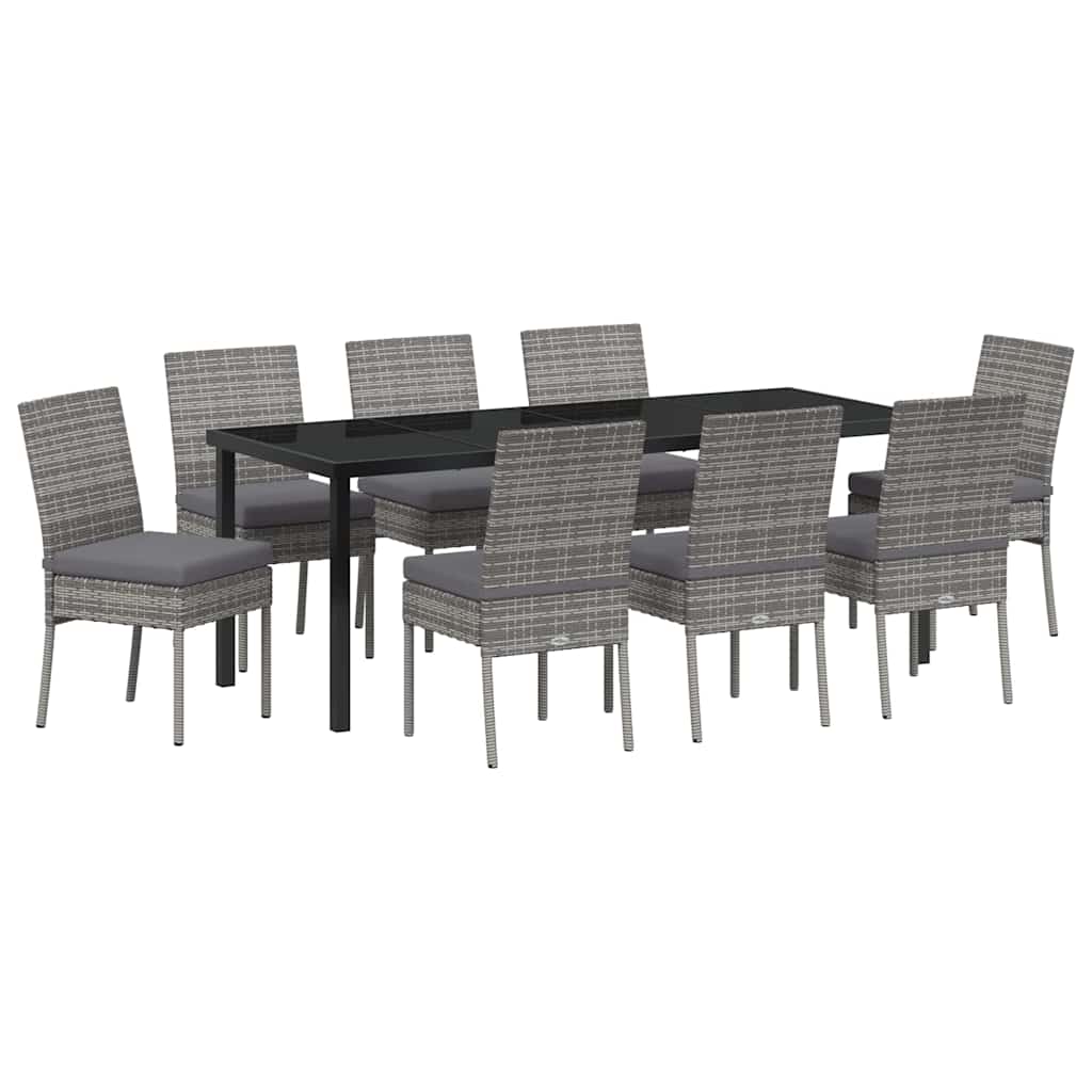 Garten Essgruppe 9 pcs Grau Pulverbeschichteter Stahl