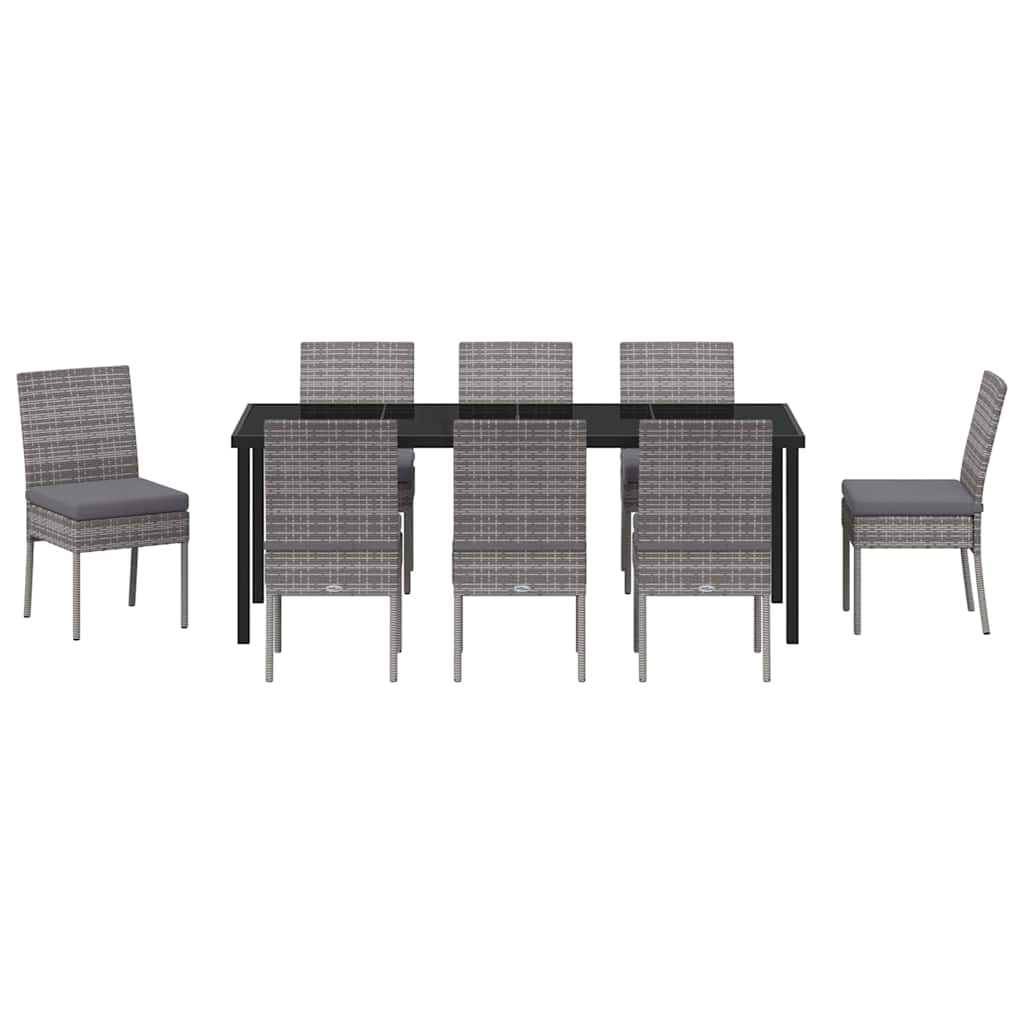 Garten Essgruppe 9 pcs Grau Pulverbeschichteter Stahl