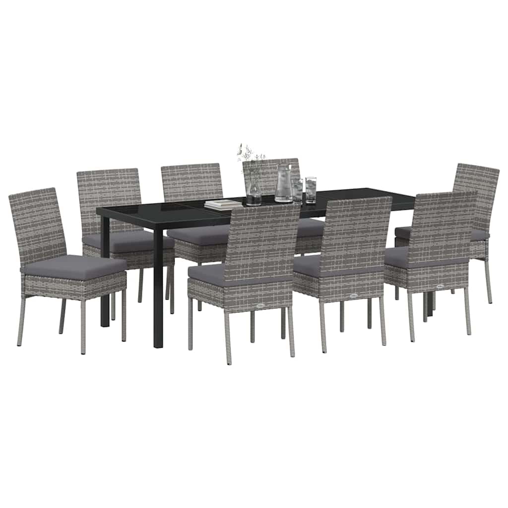 Garten Essgruppe 9 pcs Grau Pulverbeschichteter Stahl