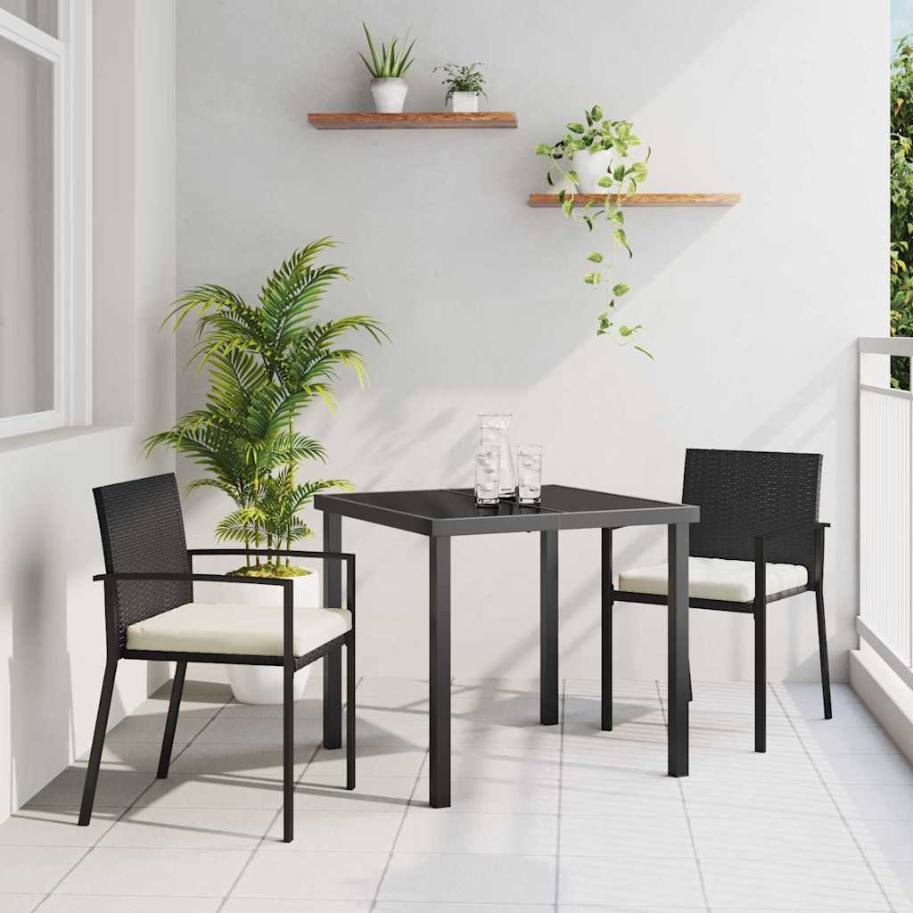 Garten Essgruppe 3 pcs Schwarz Pulverbeschichteter Stahl