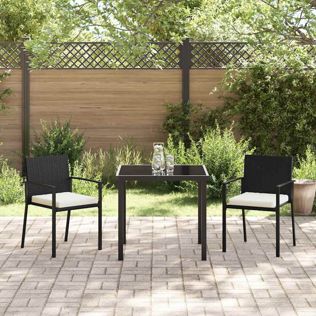 Garten Essgruppe 3 pcs Schwarz Pulverbeschichteter Stahl