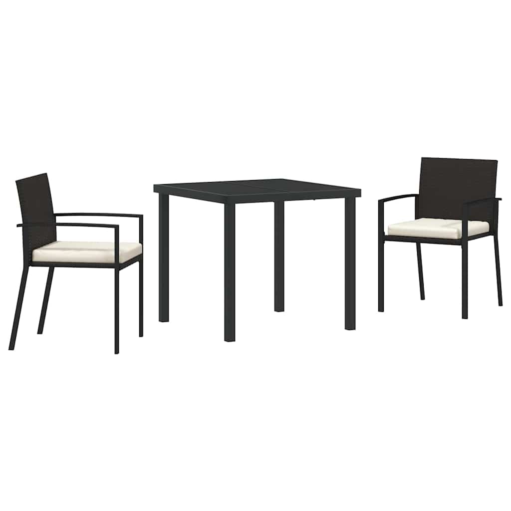 Garten Essgruppe 3 pcs Schwarz Pulverbeschichteter Stahl