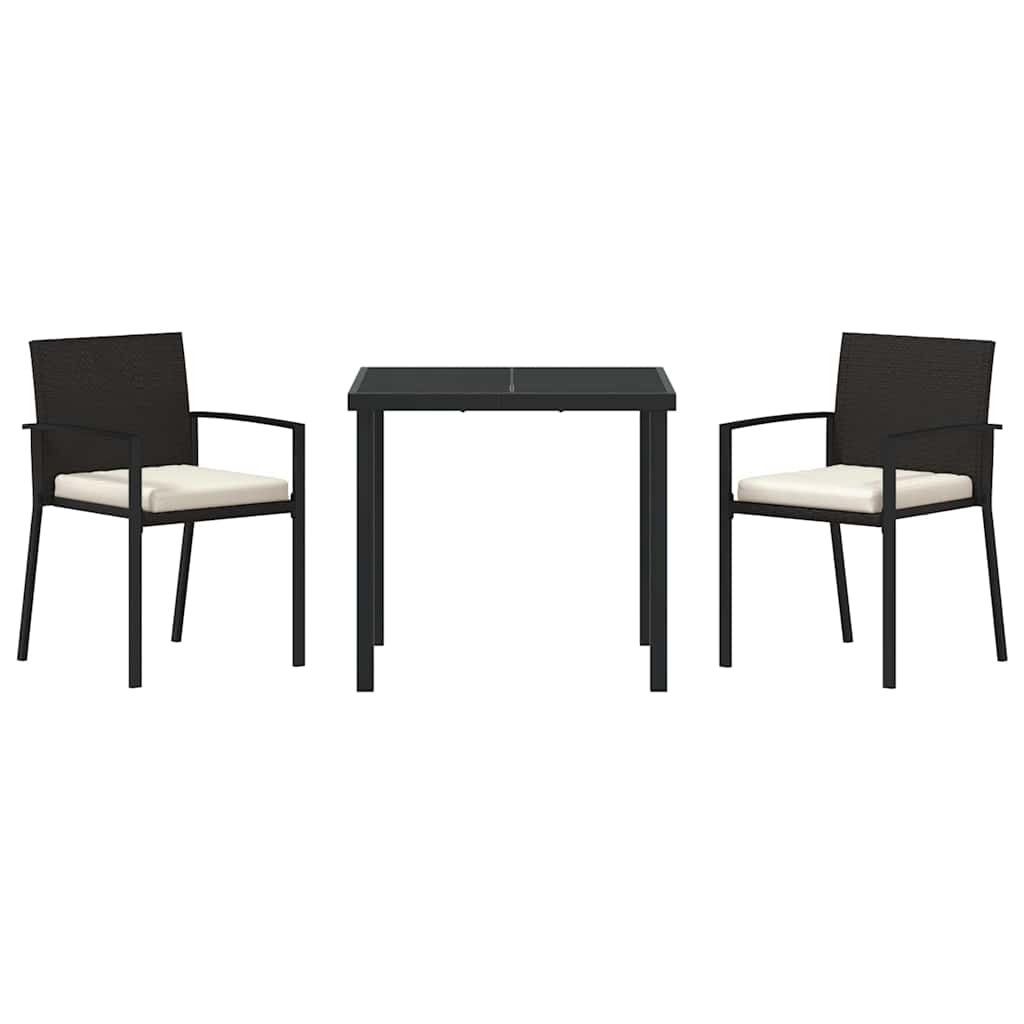 Garten Essgruppe 3 pcs Schwarz Pulverbeschichteter Stahl