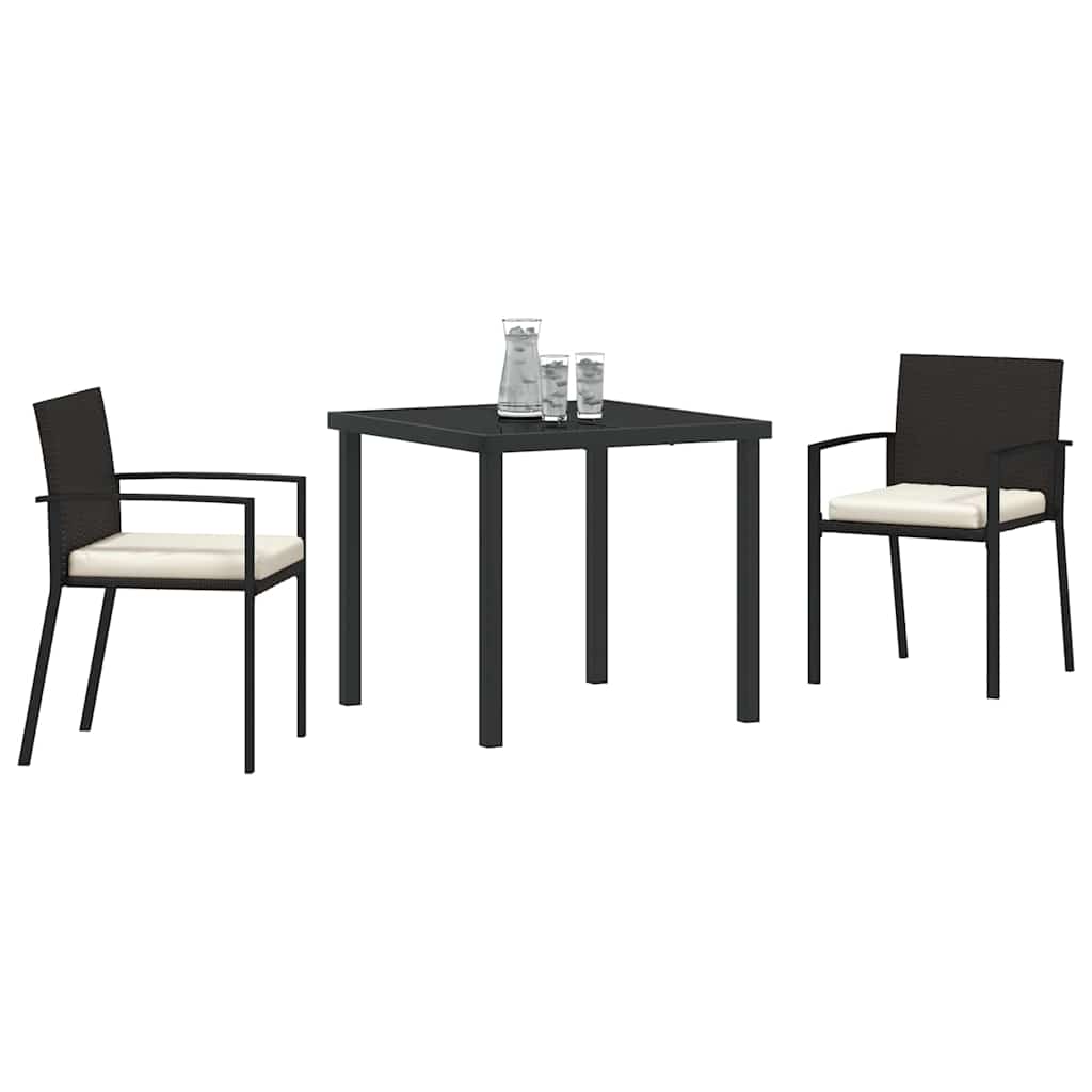 Garten Essgruppe 3 pcs Schwarz Pulverbeschichteter Stahl