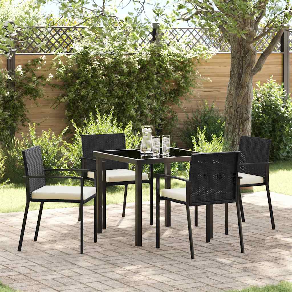 Garten Essgruppe 5 pcs Schwarz Pulverbeschichteter Stahl