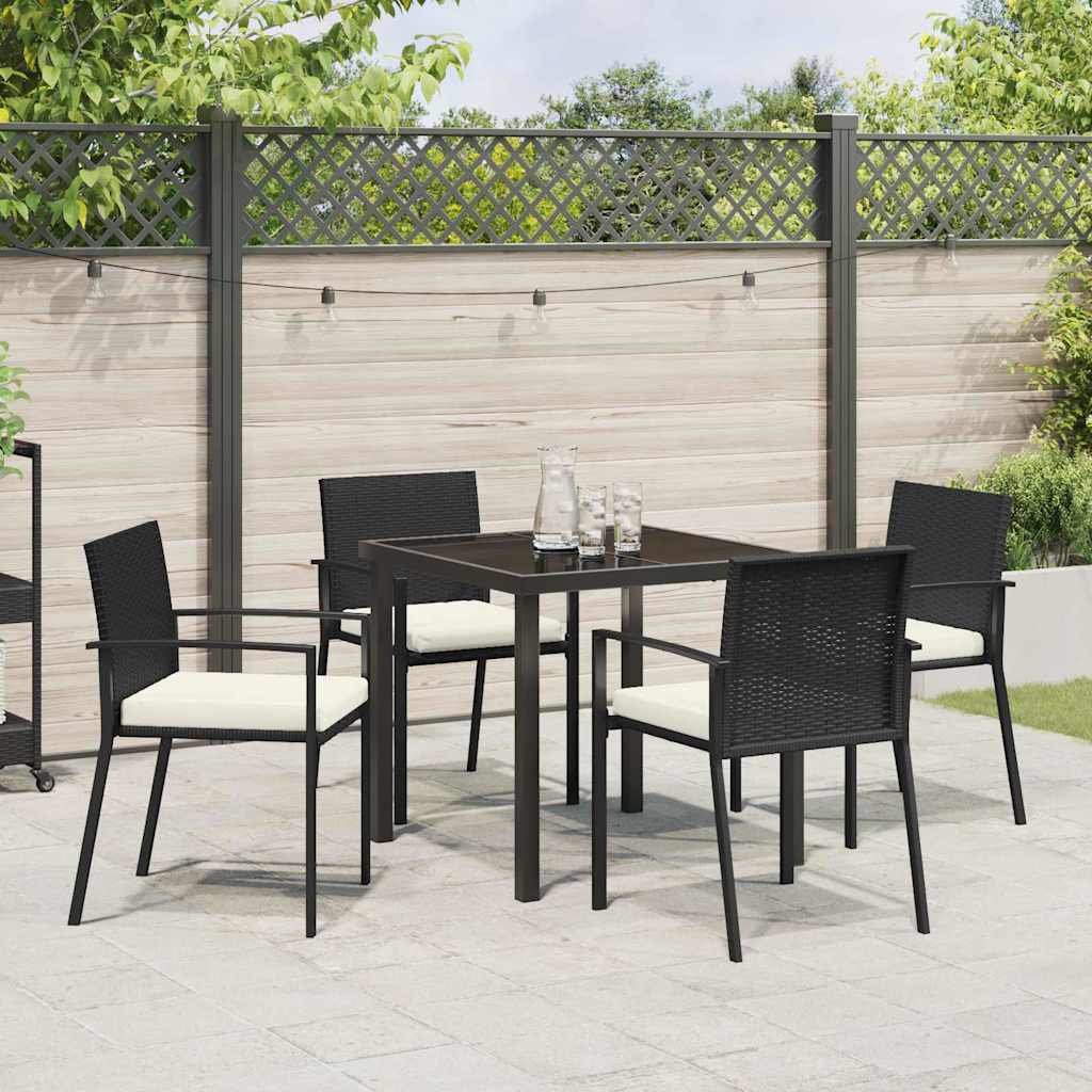 Garten Essgruppe 5 pcs Schwarz Pulverbeschichteter Stahl
