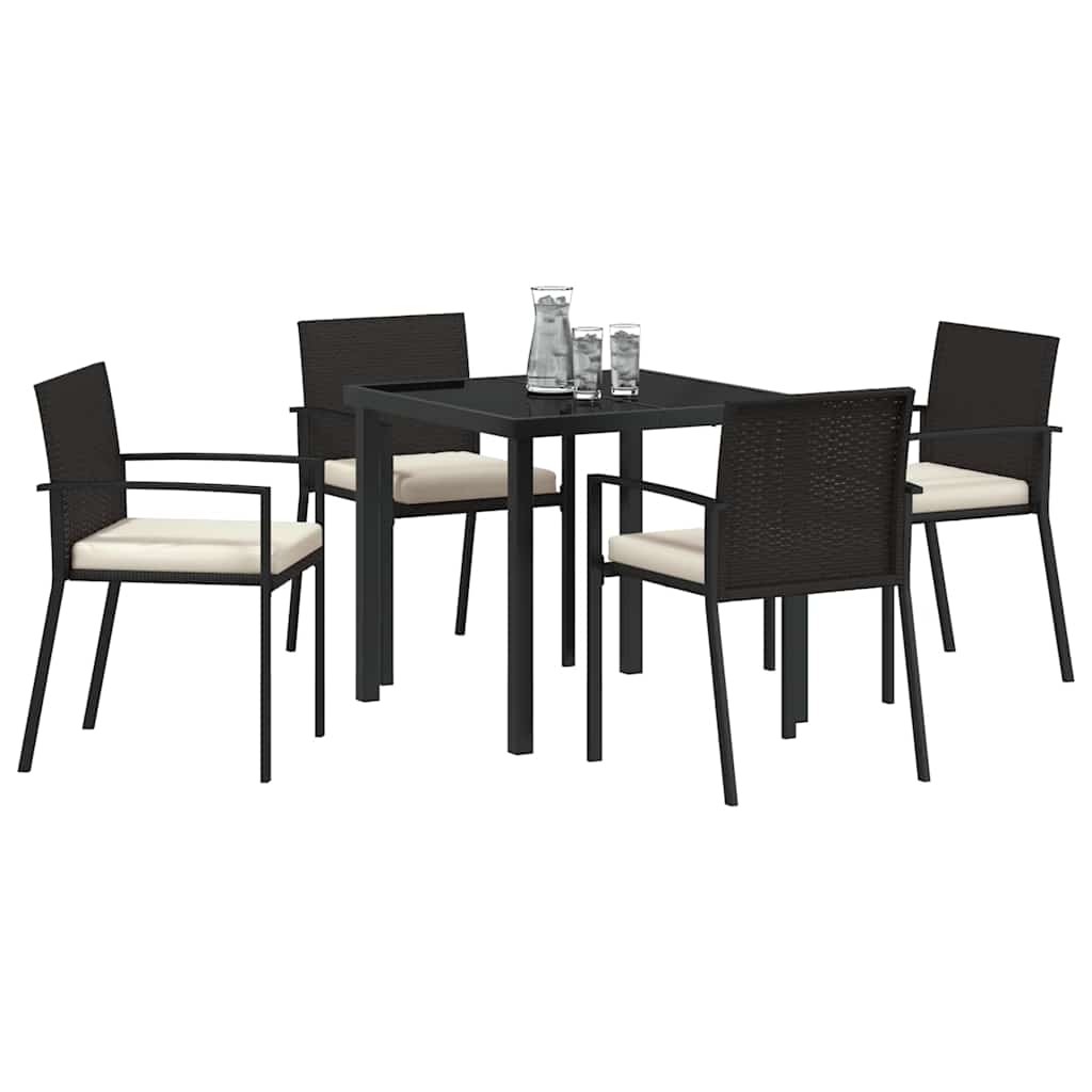 Garten Essgruppe 5 pcs Schwarz Pulverbeschichteter Stahl