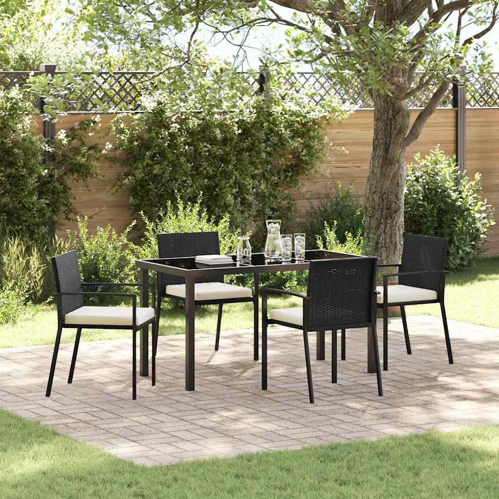 Garten Essgruppe 5 pcs Schwarz Pulverbeschichteter Stahl