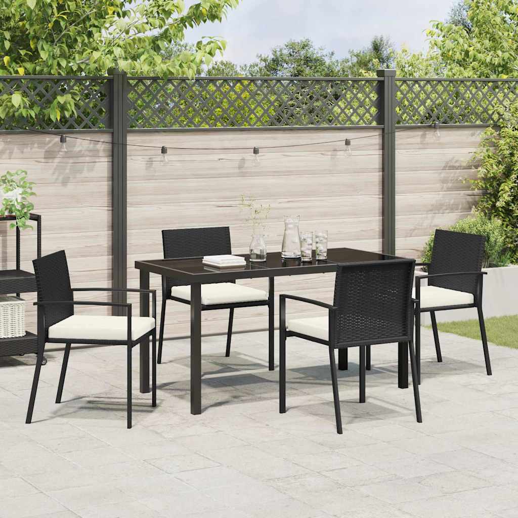 Garten Essgruppe 5 pcs Schwarz Pulverbeschichteter Stahl