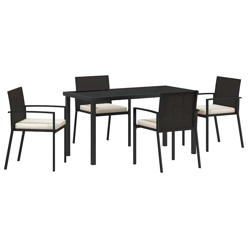 Garten Essgruppe 5 pcs Schwarz Pulverbeschichteter Stahl