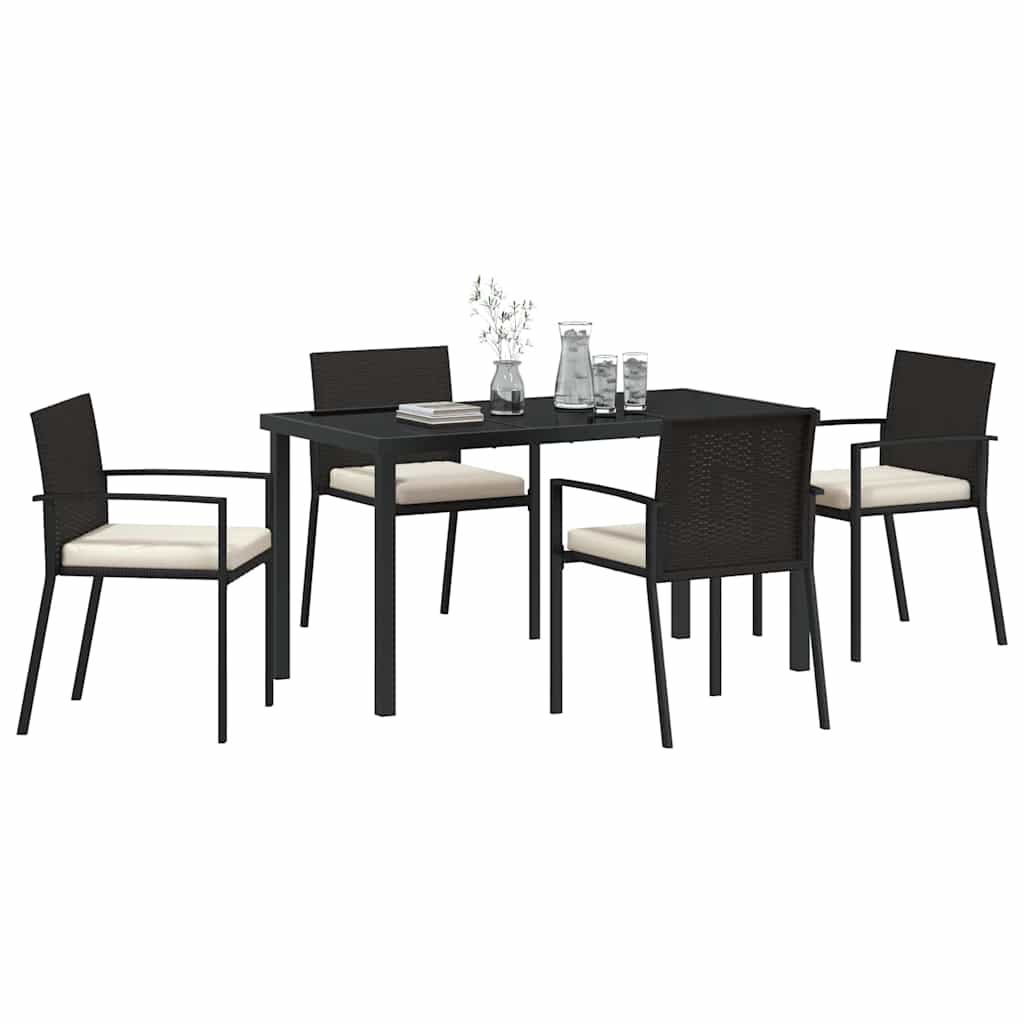 Garten Essgruppe 5 pcs Schwarz Pulverbeschichteter Stahl