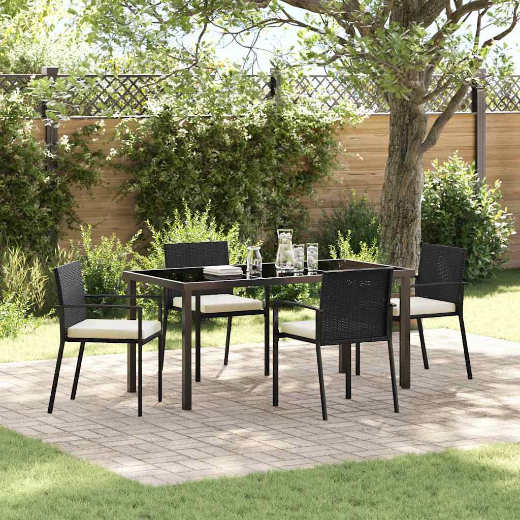 Garten Essgruppe 5 pcs Schwarz Pulverbeschichteter Stahl