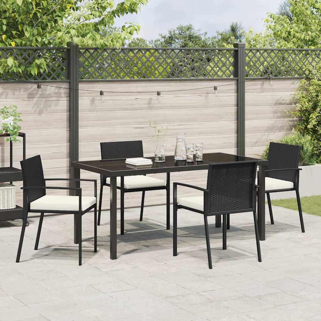 Garten Essgruppe 5 pcs Schwarz Pulverbeschichteter Stahl