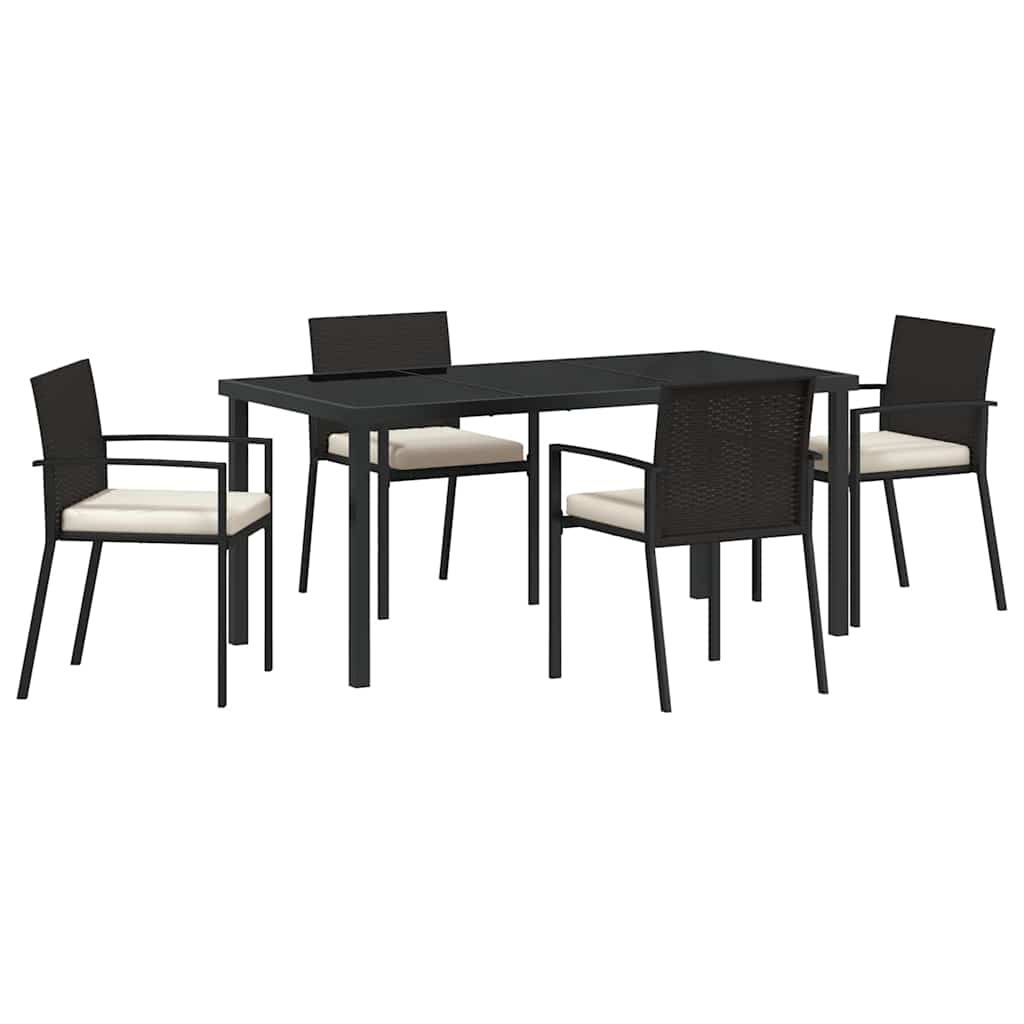 Garten Essgruppe 5 pcs Schwarz Pulverbeschichteter Stahl
