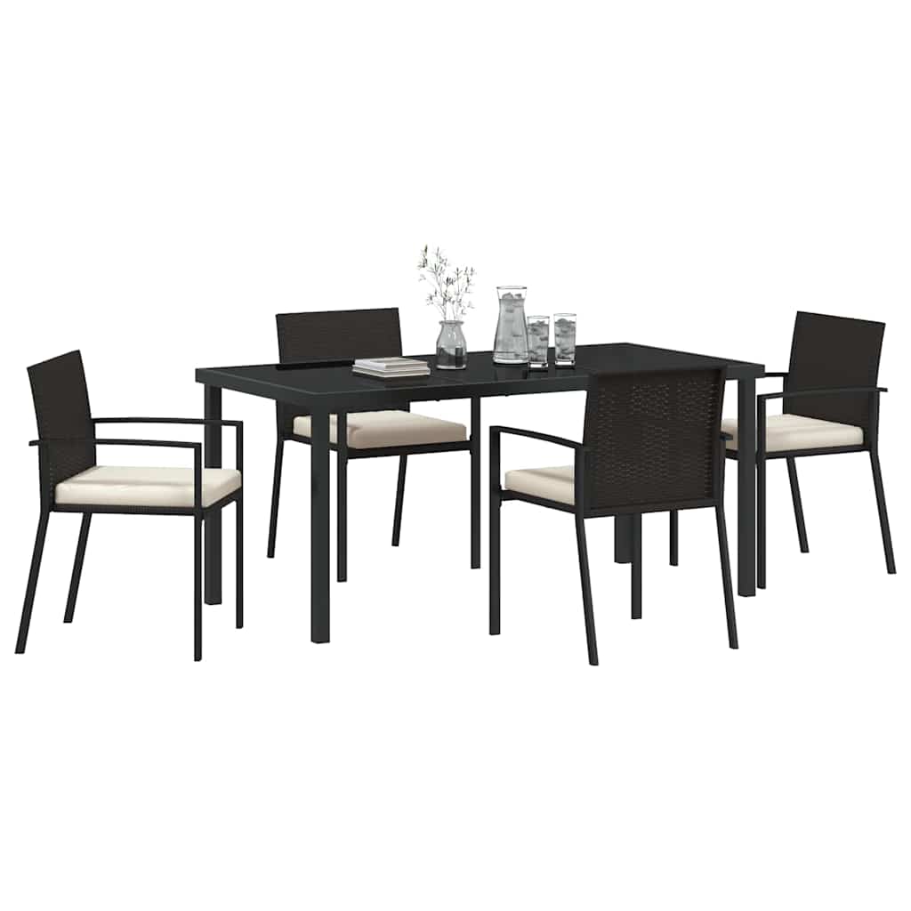 Garten Essgruppe 5 pcs Schwarz Pulverbeschichteter Stahl