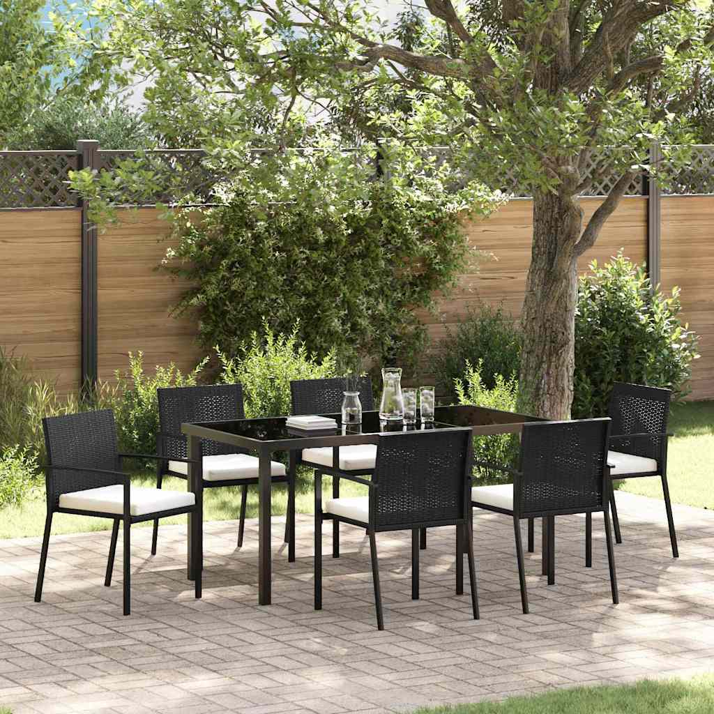 Garten Essgruppe 7 pcs Schwarz Pulverbeschichteter Stahl