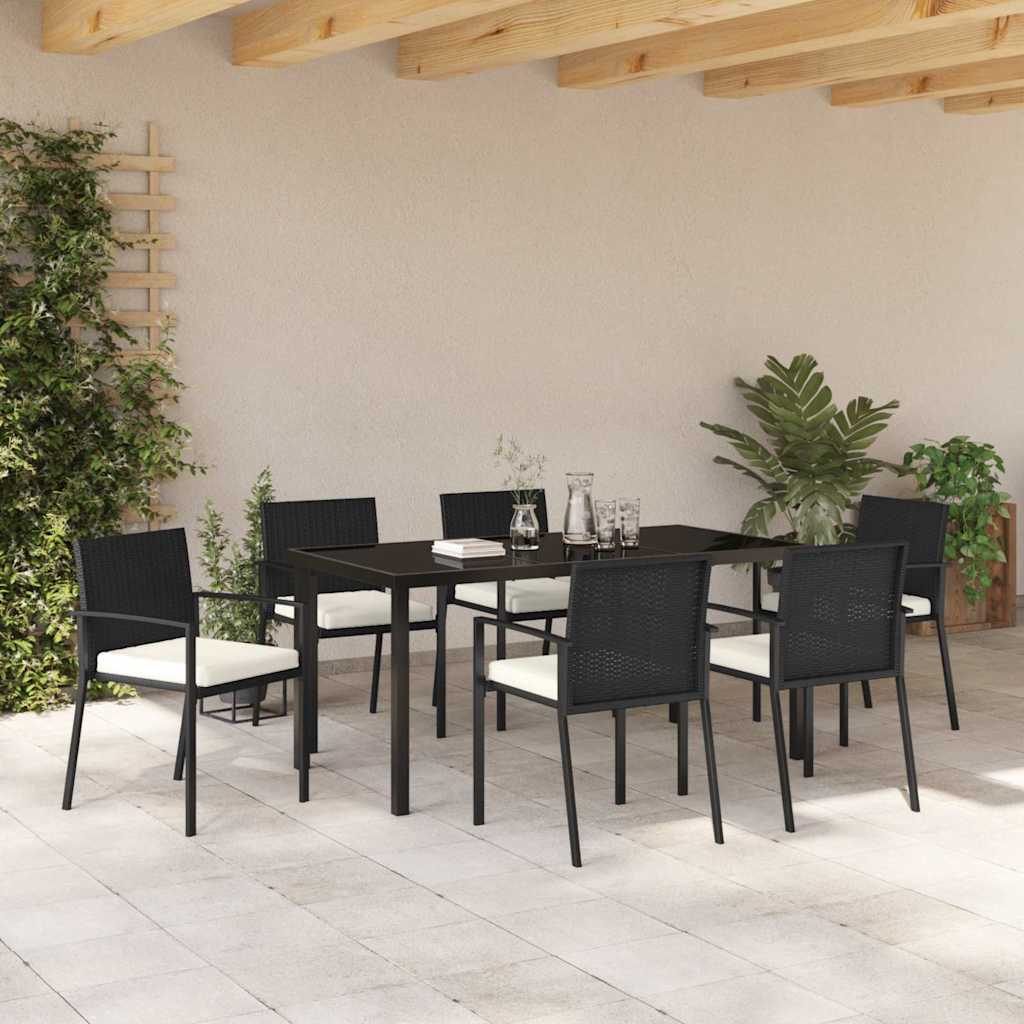Garten Essgruppe 7 pcs Schwarz Pulverbeschichteter Stahl