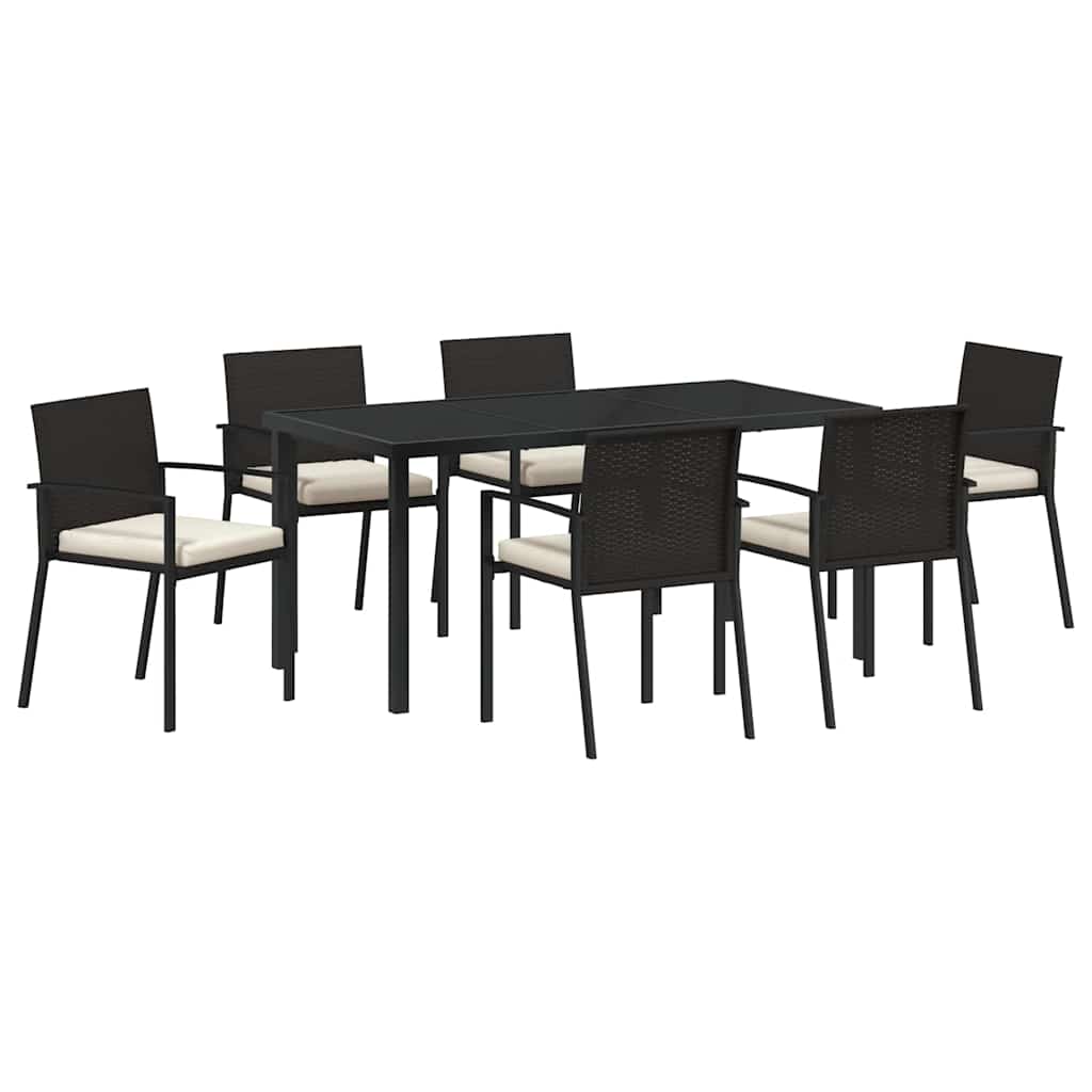Garten Essgruppe 7 pcs Schwarz Pulverbeschichteter Stahl