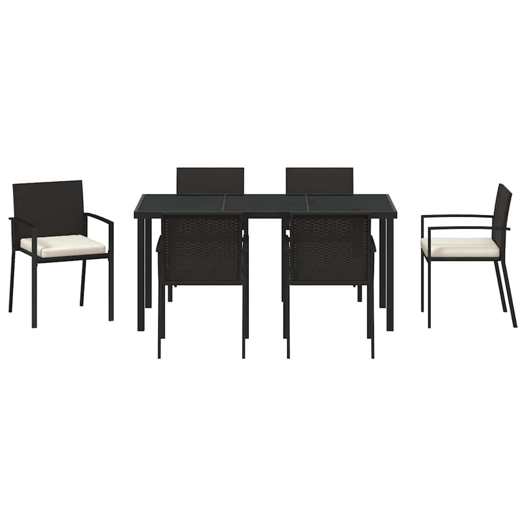 Garten Essgruppe 7 pcs Schwarz Pulverbeschichteter Stahl