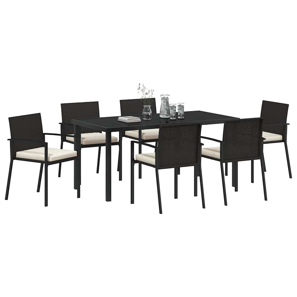 Garten Essgruppe 7 pcs Schwarz Pulverbeschichteter Stahl
